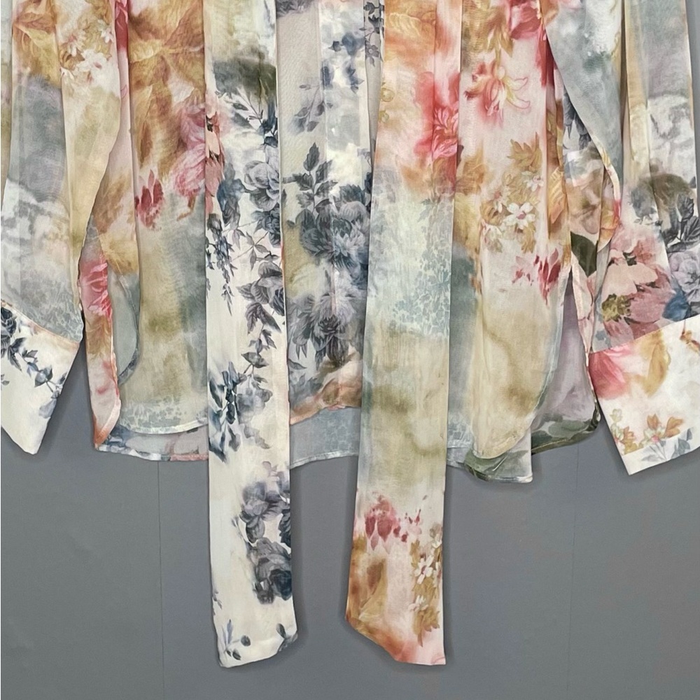 Zara Women's Floral Print Shirt with Tie NWT - Picture 5 of 16